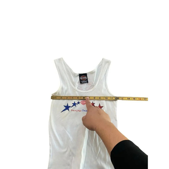 Harley Davidson White "USA" Americana Star Ribbed Tank Top Size Small - Picture 4 of 5